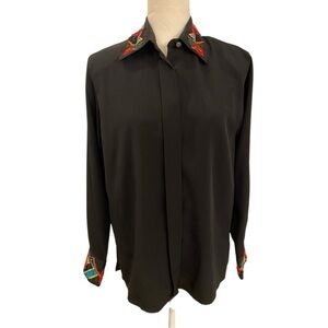 Yves St. Clair Womens Vintage Beaded Embroidered Blouse